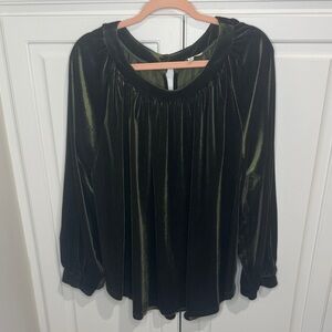 Umgee Green Velvet Blouse